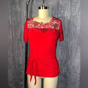 Elie Tahari Knit & Lace Blouse